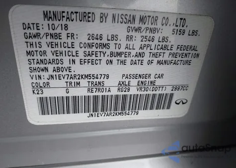 2019 Infiniti Q50 3.0T Luxe z USA, uszkodzony, nr VIN JN1EV7AR2KM554779